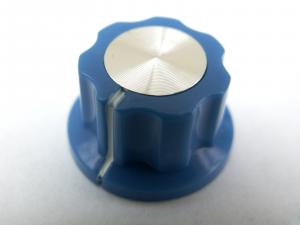 BLUE ABS SILVER TOP SKIRTED KNOB WITH BRASS SCREW